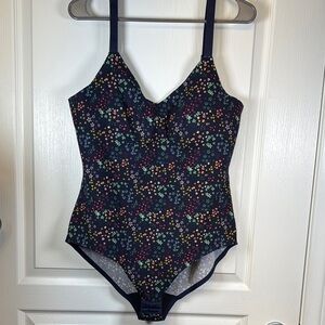 Knix LuxeLift Bodysuit Navy Florals Shapewear Size XXL EUC #5626